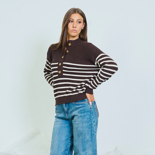 Damen pullover gestreift braun - damen,